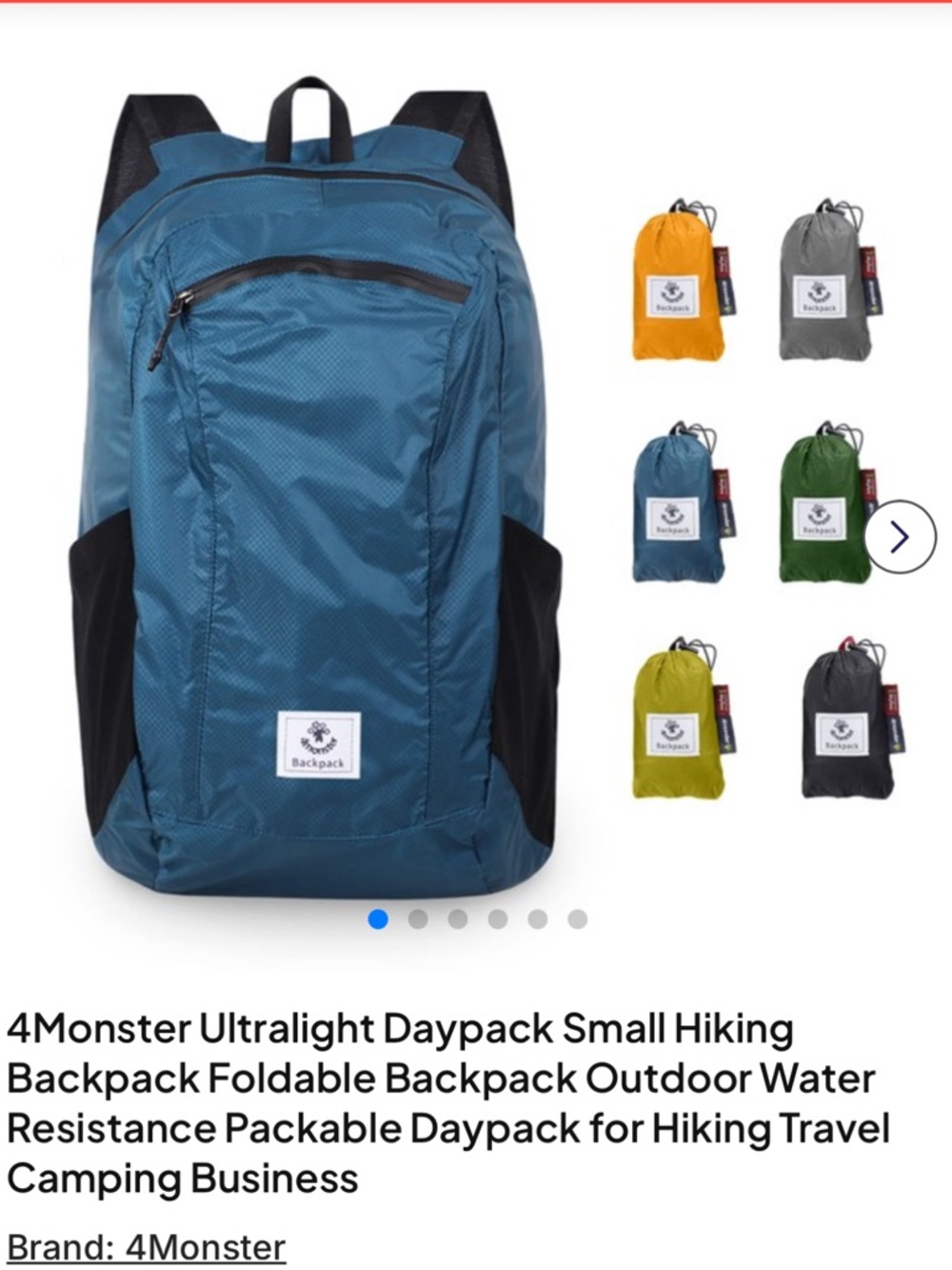 Foldable backpack for day hiking